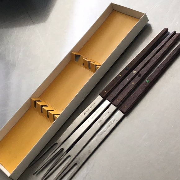 Vintage MCM 1960’s stainless steel fondue forks, made in Japan. In original box! - Picture 3 of 6